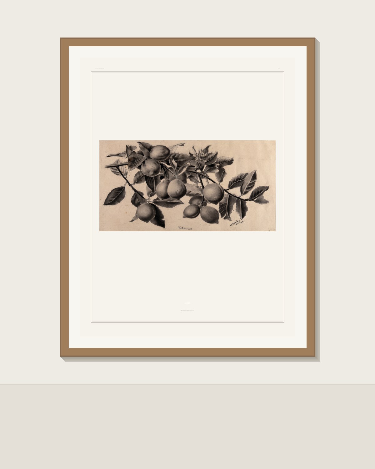 Lemon Kitchen Print in Tuscan kitchen wooden frame
